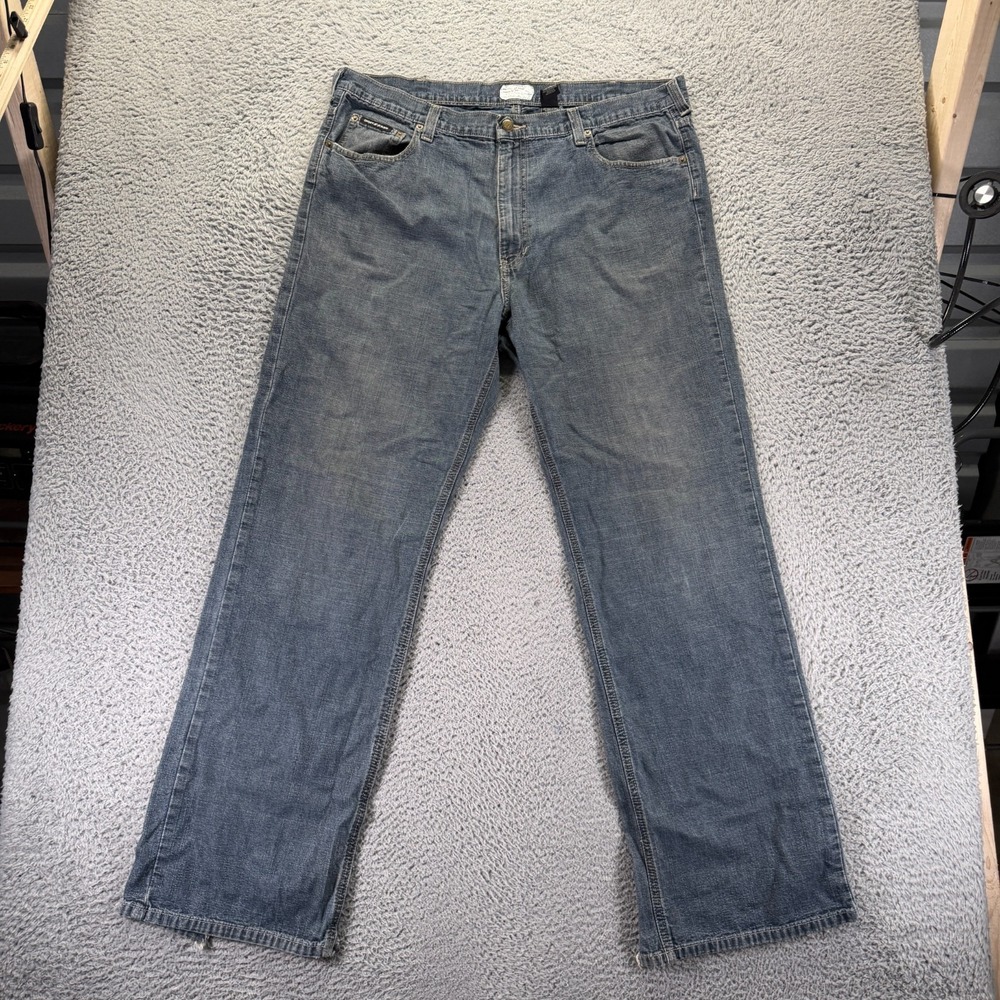 Vintage DKNY Jeans Mens 40x34 Blue Cotton Denim Straight Workwear Baggy Utility